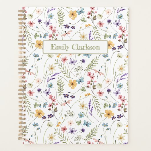 Fantasievolle Wilde Bloem Kleurrijk Lente Patroon Planner (Voorkant)