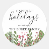 Fantasievolle Wintergroen Blad Ronde Sticker (Voorkant)