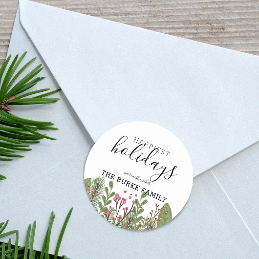 Fantasievolle Wintergroen Blad Ronde Sticker