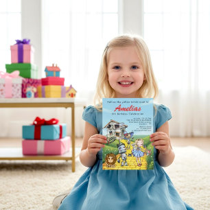 Fantasievolle Wizard of Oz Verjaardagsfeest Uitnod Kaart
