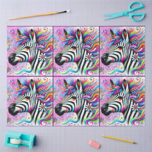 Fantasievolle Zebra Bloemige Madelief Decoupage Tissuepapier (Craft)