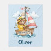 Fantasievolle Zeiler Beer op Zeilboot Fleece Deken (Voorkant)