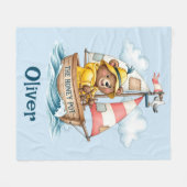 Fantasievolle Zeiler Beer op Zeilboot Fleece Deken (Voorkant (Horizontaal))