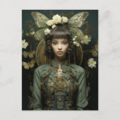 Fantasievrouw en vlinders en bloemen briefkaart (Voorkant)