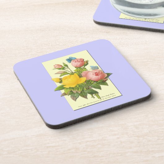 Fantasiroze gele rozen drankjes onderzetter (Linkerzijde)