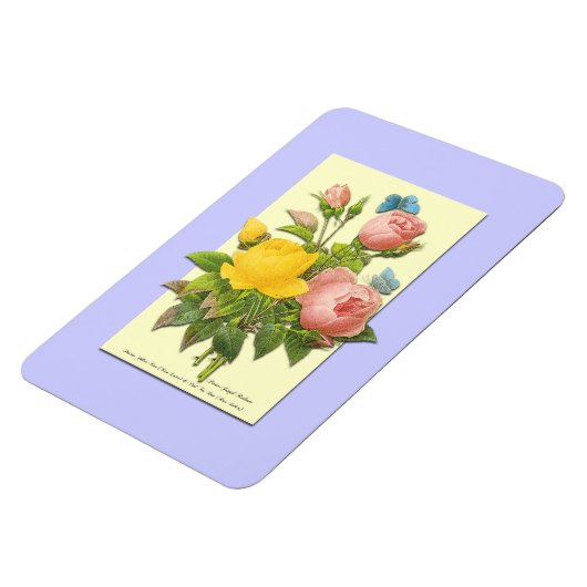 Fantasiroze gele rozen magneet (Linkerzijde)