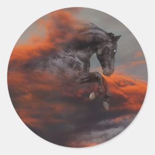 Fantassische paarden: wolken ronde sticker