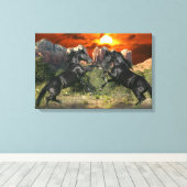 Fantassische paarden: zwarte magische paarden canvas afdruk (Insitu (Houten vloer))