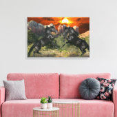 Fantassische paarden: zwarte magische paarden canvas afdruk (Insitu (Woonkamer))