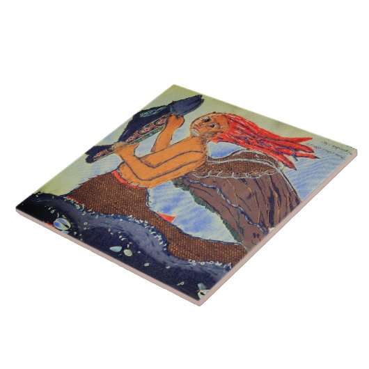 Fantastic Beast Mermaid met vis Tegeltje (Zijkant)