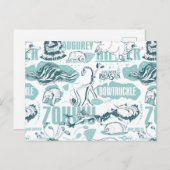 Fantastic Beasts Blue Pattern Briefkaart (Voorkant / Achterkant)