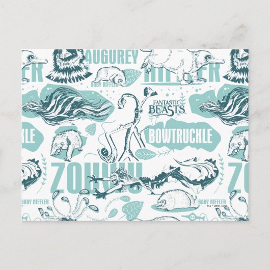 Fantastic Beasts Blue Pattern Briefkaart (Voorkant)