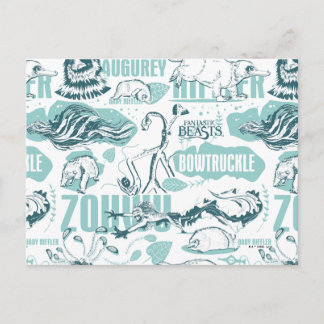 Fantastic Beasts Blue Pattern Briefkaart