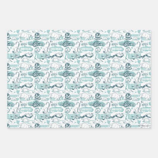 Fantastic Beasts Blue Pattern Inpakpapier Vel (Voorkant 2)