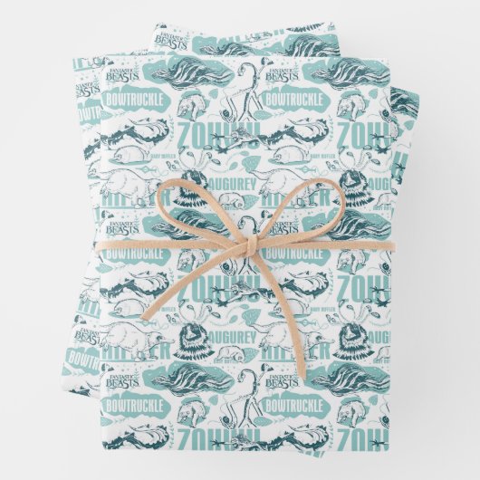 Fantastic Beasts Blue Pattern Inpakpapier Vel (In situ)