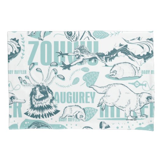 Fantastic Beasts Blue Pattern Kussensloop (Voorkant)