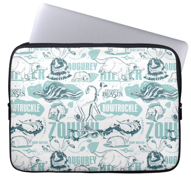 Fantastic Beasts Blue Pattern Laptop Sleeve (Voorkant)