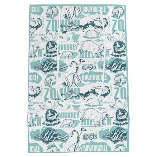 Fantastic Beasts Blue Pattern Medium Cadeauzakje (Achterkant)