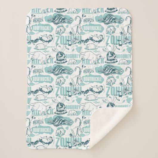Fantastic Beasts Blue Pattern Sherpa Deken (Voorkant)