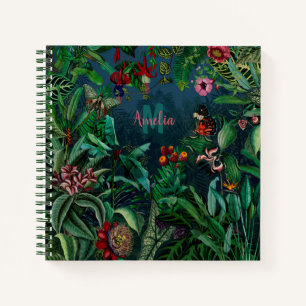 Fantastic Fabulous Midnight Rainforest Monogram Notitieboek
