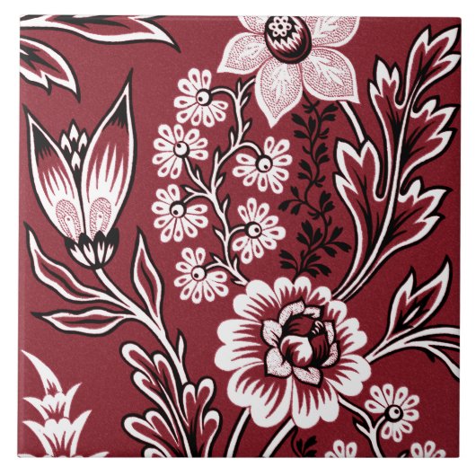 Fantastic Flowers (Maroon) Fine Art Tegeltje (Voorkant)