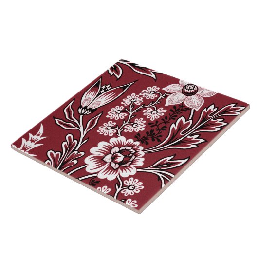Fantastic Flowers (Maroon) Fine Art Tegeltje (Zijkant)