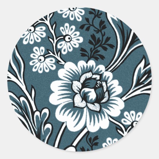 Fantastic Flowers (Slate Teal) Fine Art Ronde Sticker (Voorkant)