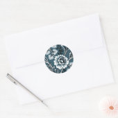 Fantastic Flowers (Slate Teal) Fine Art Ronde Sticker (Envelop)