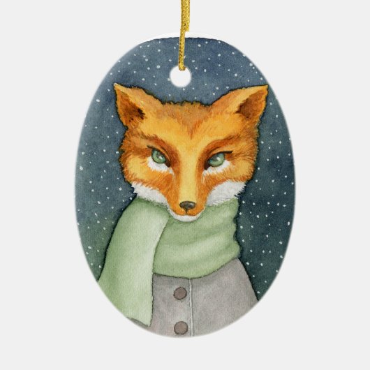 Fantastic Fox Kerstversiering Keramisch Ornament (Voorkant)
