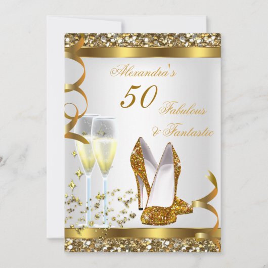 Fantastic Gold Heels Birthday Party Kaart (Voorkant)
