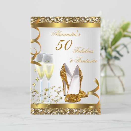 Fantastic Gold Heels Birthday Party Kaart (Staand voorkant)