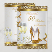 Fantastic Gold Heels Birthday Party Kaart (Voorkant / Achterkant)