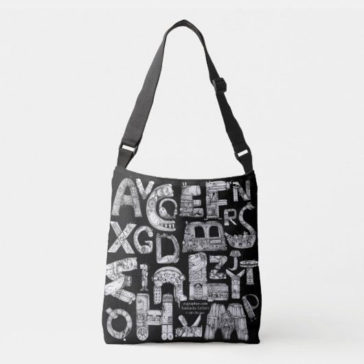 Fantastic Letters Black Crossbody Crossbody Tas (Voorkant)
