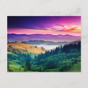 Fantastic Morning Mountain Landscape. Overcast Briefkaart