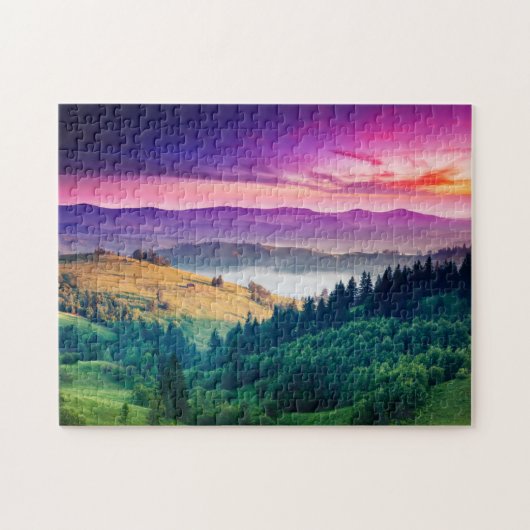 Fantastic Morning Mountain Landscape. Overcast Legpuzzel (Horizontaal)