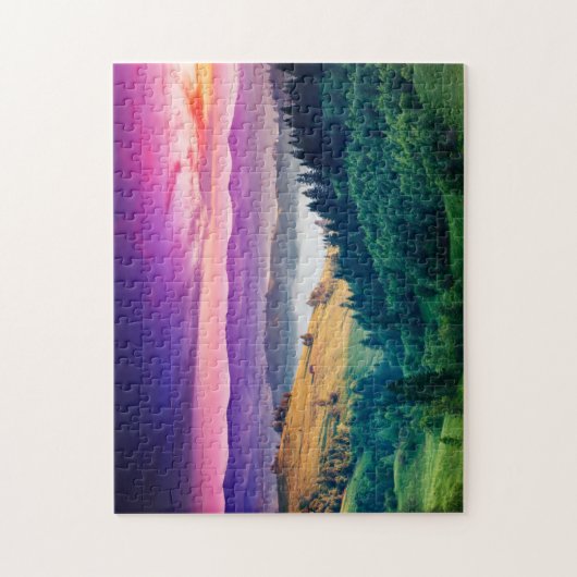 Fantastic Morning Mountain Landscape. Overcast Legpuzzel (Verticaal)