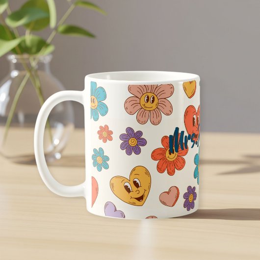 Fantastic personalized retro teacher mug with name koffiemok