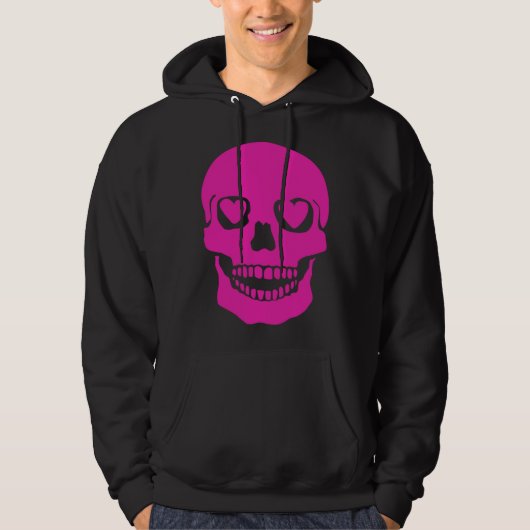 Fantastic Pink Skull Heart Eyes Hoodie (Voorkant)