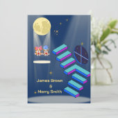 Fantastic Stairs Moon Space Wedding Kaart (Staand voorkant)