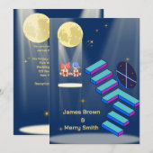 Fantastic Stairs Moon Space Wedding Kaart (Voorkant / Achterkant)