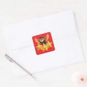 Fantastic work three gold stars red square sticker (Envelop)