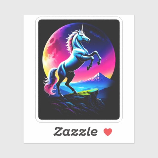 Fantastical Colorful Unicorn Wilderness Sticker (Vel)