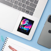 Fantastical Colorful Unicorn Wilderness Sticker (Laptop met iPhone)