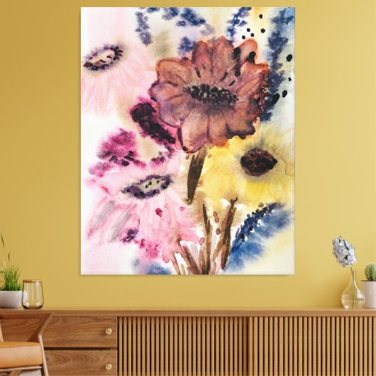 Fantastical Florals Original Watercolour Canvas Afdruk (Insitu (Woonkamer))
