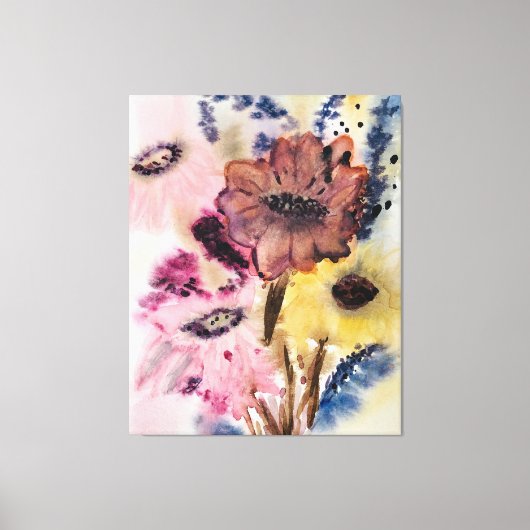 Fantastical Florals Original Watercolour Canvas Afdruk (Voorkant)