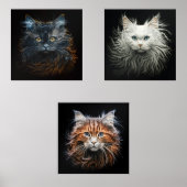FANTASTICATS Ragdoll Angora Ginger Kat Portretten Muurkunst Sets (Voorkant)