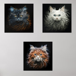 FANTASTICATS Ragdoll Angora Ginger Kat Portretten Muurkunst Sets