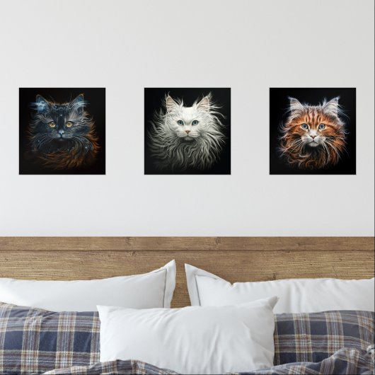 FANTASTICATS Ragdoll Angora Ginger Kat Portretten Muurkunst Sets (Slaapkamer)
