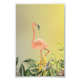 Fantastieke Flamingo Poster in Tropisch Woud