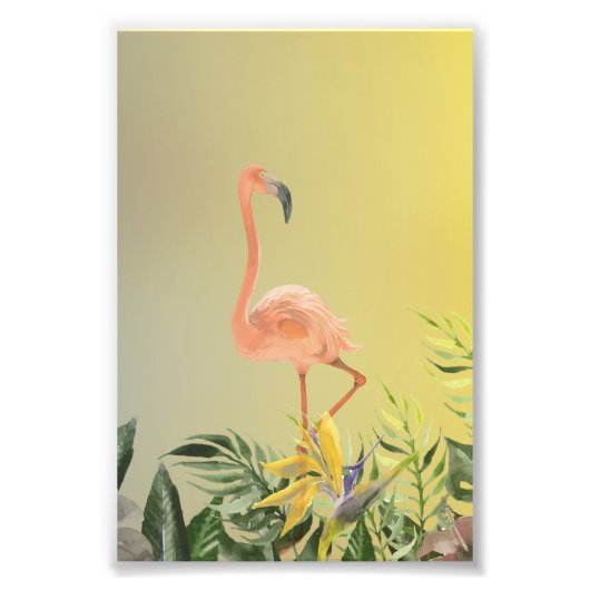 Fantastieke Flamingo Poster in Tropisch Woud (Voorkant)